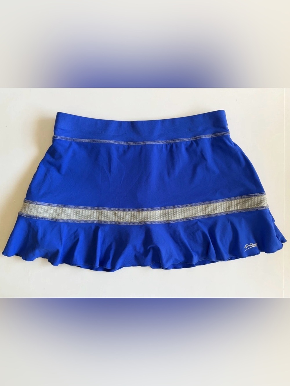 Sofibella Active Tennis Skort Skirt Blue Gray Women's Ruffle Hem Skirt Medium M